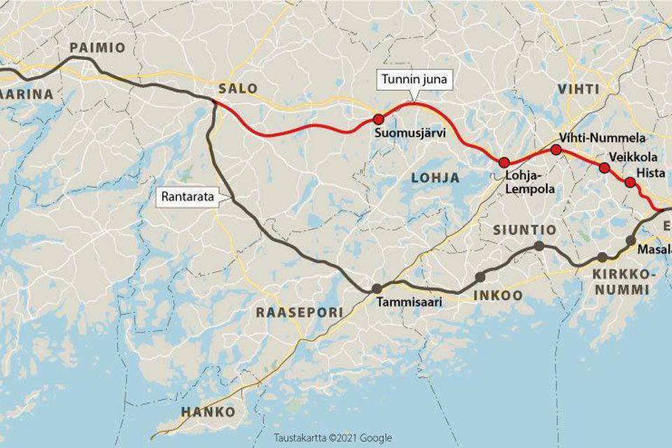 Turun tunnin junan ratasuunnittelu alkoi: Lohjan Lempolan ja Suomusjärven  välisestä 31 kilometrin osuudesta kolmasosa on siltaa tai tunnelia |  Paikalliset | Länsi-Uusimaa